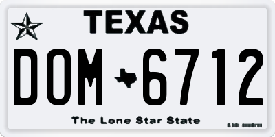 TX license plate DOM6712