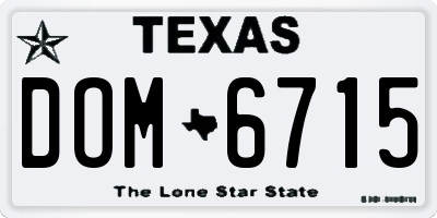 TX license plate DOM6715