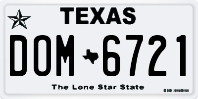 TX license plate DOM6721