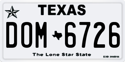 TX license plate DOM6726