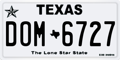 TX license plate DOM6727