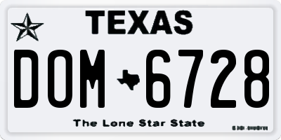 TX license plate DOM6728