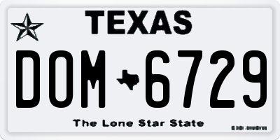 TX license plate DOM6729