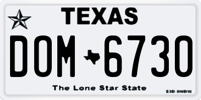 TX license plate DOM6730