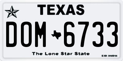 TX license plate DOM6733