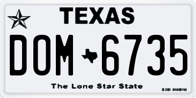 TX license plate DOM6735