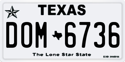 TX license plate DOM6736