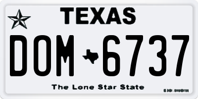 TX license plate DOM6737