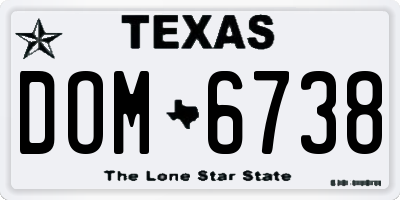 TX license plate DOM6738