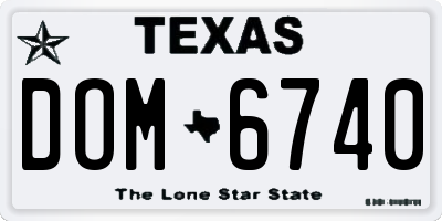 TX license plate DOM6740