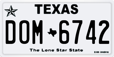 TX license plate DOM6742