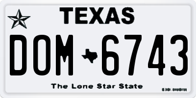 TX license plate DOM6743