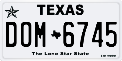 TX license plate DOM6745