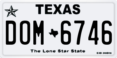 TX license plate DOM6746
