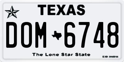 TX license plate DOM6748