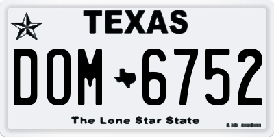 TX license plate DOM6752