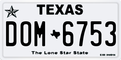 TX license plate DOM6753