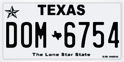TX license plate DOM6754