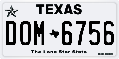TX license plate DOM6756