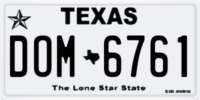 TX license plate DOM6761