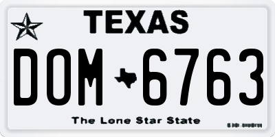TX license plate DOM6763