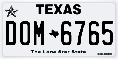 TX license plate DOM6765