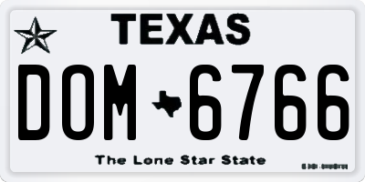 TX license plate DOM6766