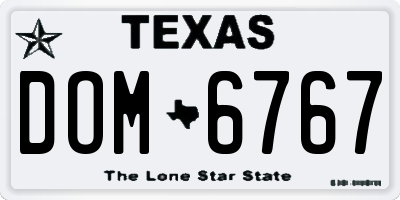 TX license plate DOM6767