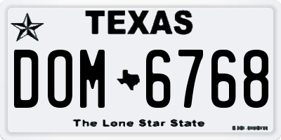 TX license plate DOM6768