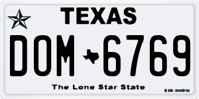 TX license plate DOM6769