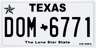 TX license plate DOM6771