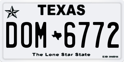 TX license plate DOM6772