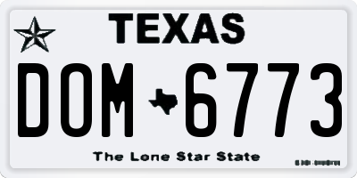 TX license plate DOM6773