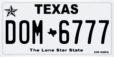 TX license plate DOM6777