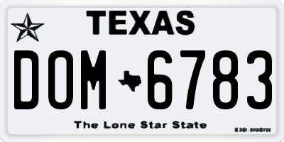 TX license plate DOM6783