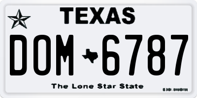 TX license plate DOM6787