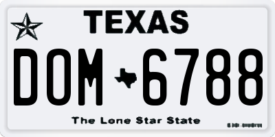 TX license plate DOM6788