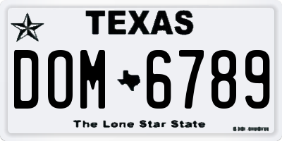 TX license plate DOM6789