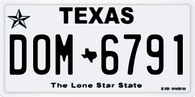 TX license plate DOM6791