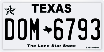 TX license plate DOM6793