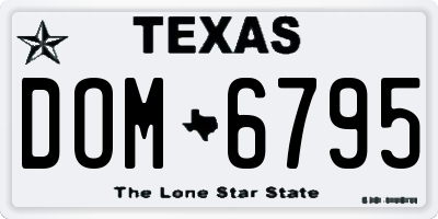 TX license plate DOM6795