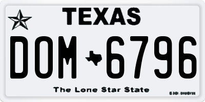 TX license plate DOM6796