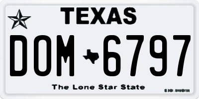 TX license plate DOM6797
