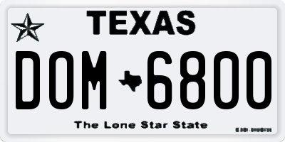 TX license plate DOM6800
