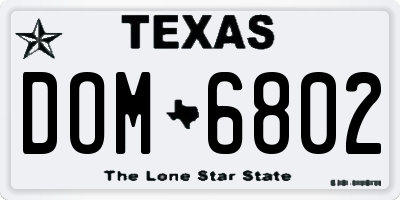 TX license plate DOM6802