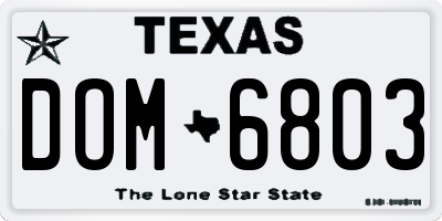 TX license plate DOM6803