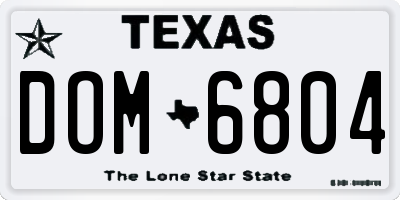 TX license plate DOM6804