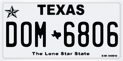 TX license plate DOM6806