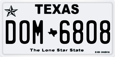 TX license plate DOM6808