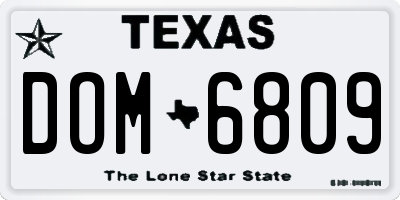 TX license plate DOM6809
